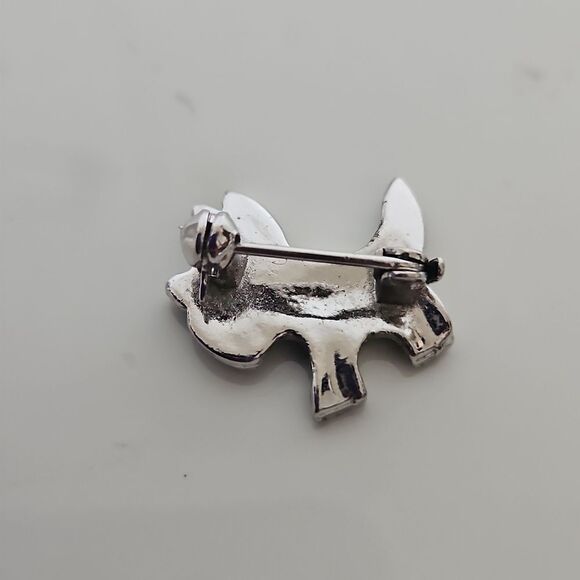 Pooch Dog Pin With Rhinestones Silver - Picture 3 of 16